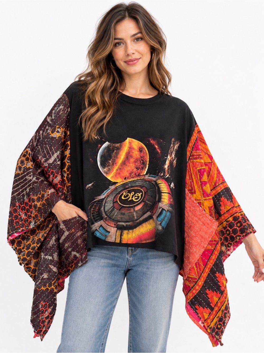 ELO Electric Light Orchestra 2019 Tour Upcycled Kantha Sleeve Top